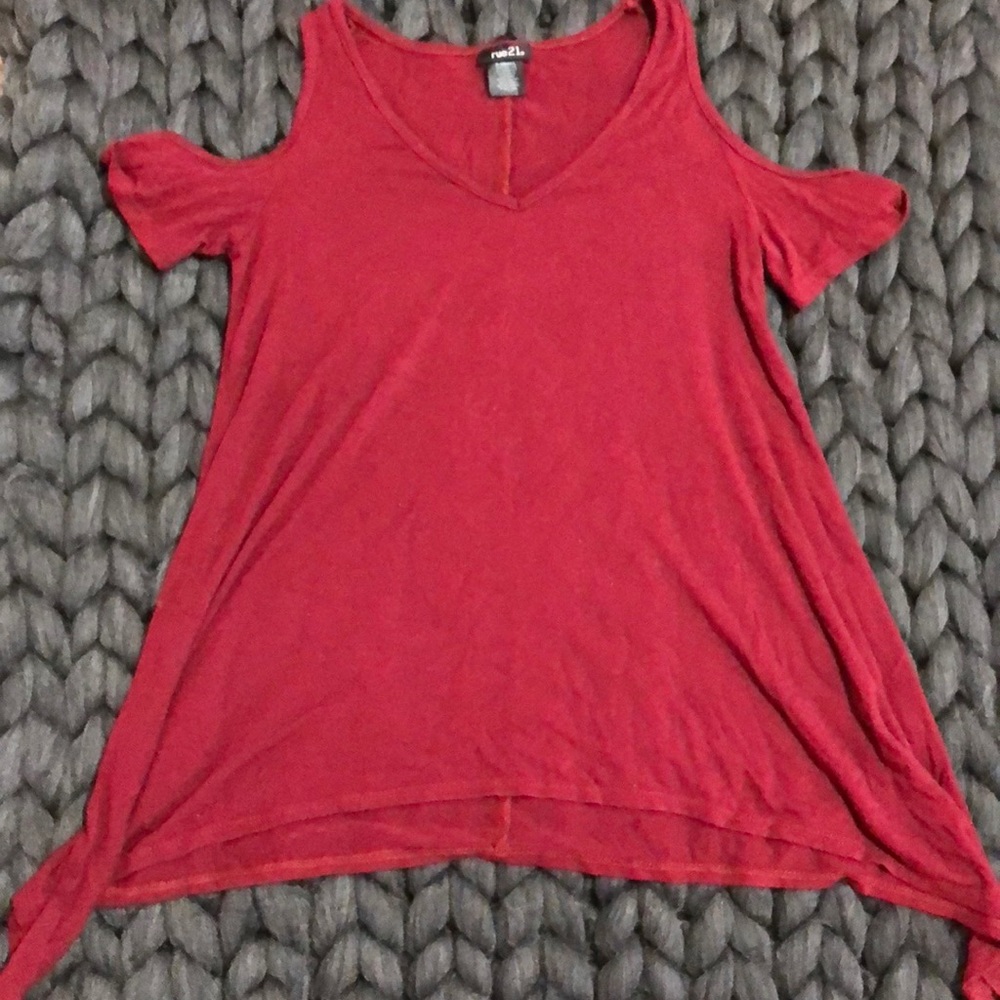 Maroon off the shoulder shirt